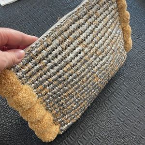 Loeffler Randall Trimmed Raffia Bag 
Leather Tassel with Silver & Nude Color